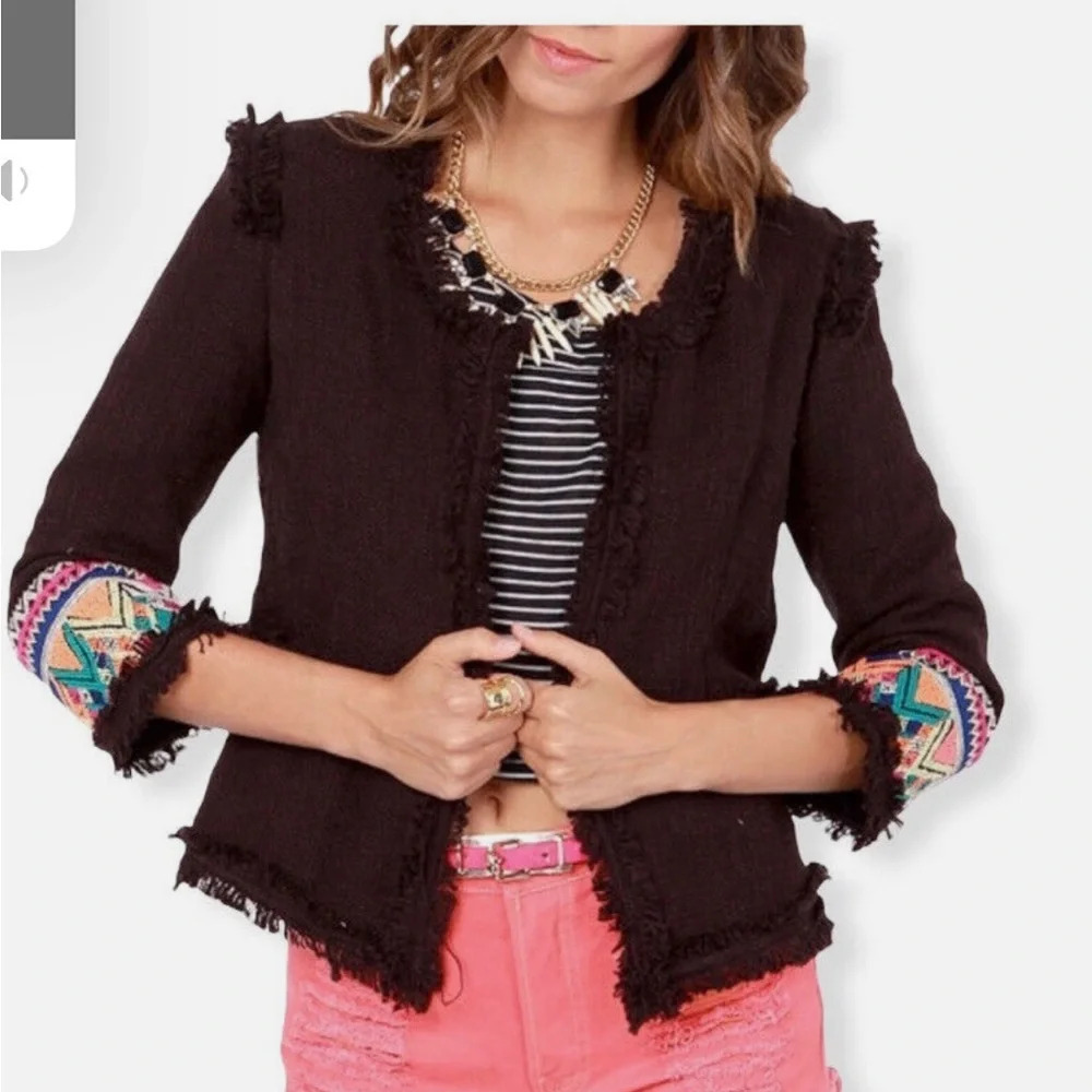 Billabong Women’s Lou Cropped Embroidered Jacket Blazer